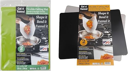 Juego de 4 alfombrillas de corte flexibles de 11.5 x 15 pulgadas, construcción de embudo en 2 colores (verde transparente, negro transparente)