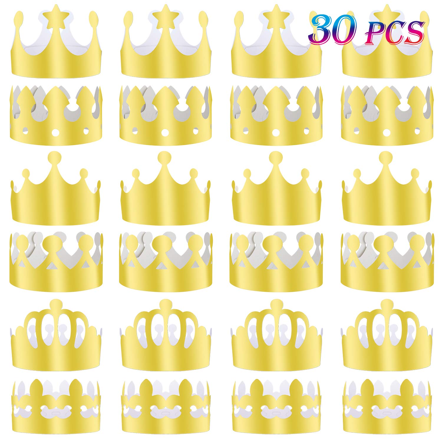 TUPARKAGolden King Crowns Gold Foil Paper Party Crown Hat Cap for Birthday Celebration Baby Shower Photo Props