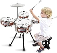 MSANMERSEN Toddler Drum Set 8PCS - Kids Percussion Toy Kit Ages 3-5 with Stool & Soft Drumsticks, Educational Beginner Drums for Boys Girls