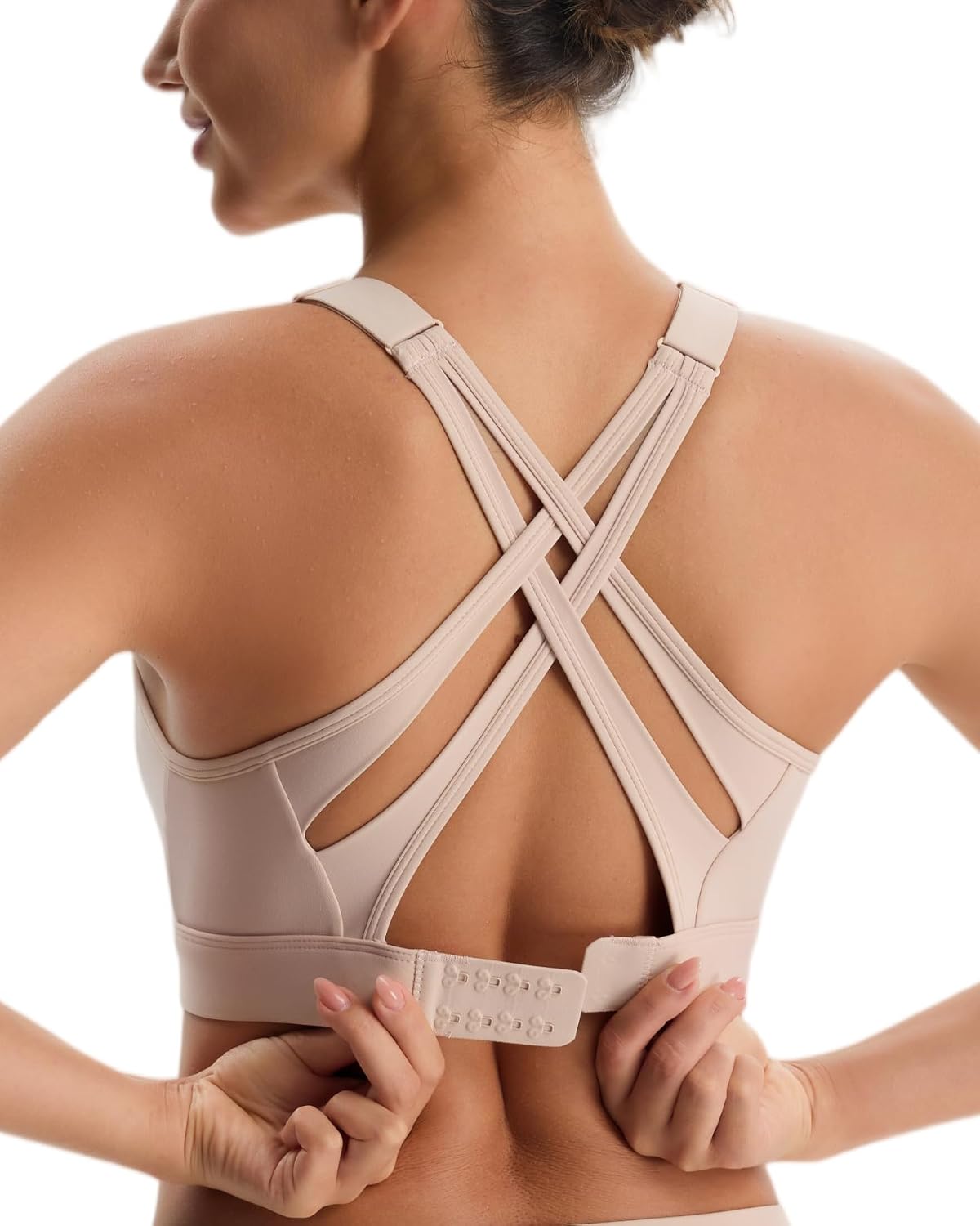 High Impact Sports Bra for Women High Support Molded Cups, Adjustable Straps & Hook Closure, Criss Cross Supportive Bra