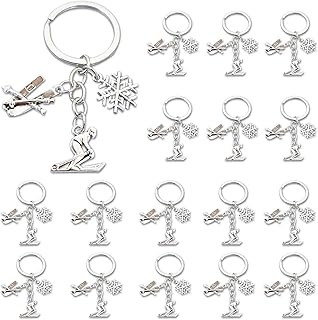 25 Pack Skiing Keychains Snow Skiing Charm Keyrings Ski Lover Gifts