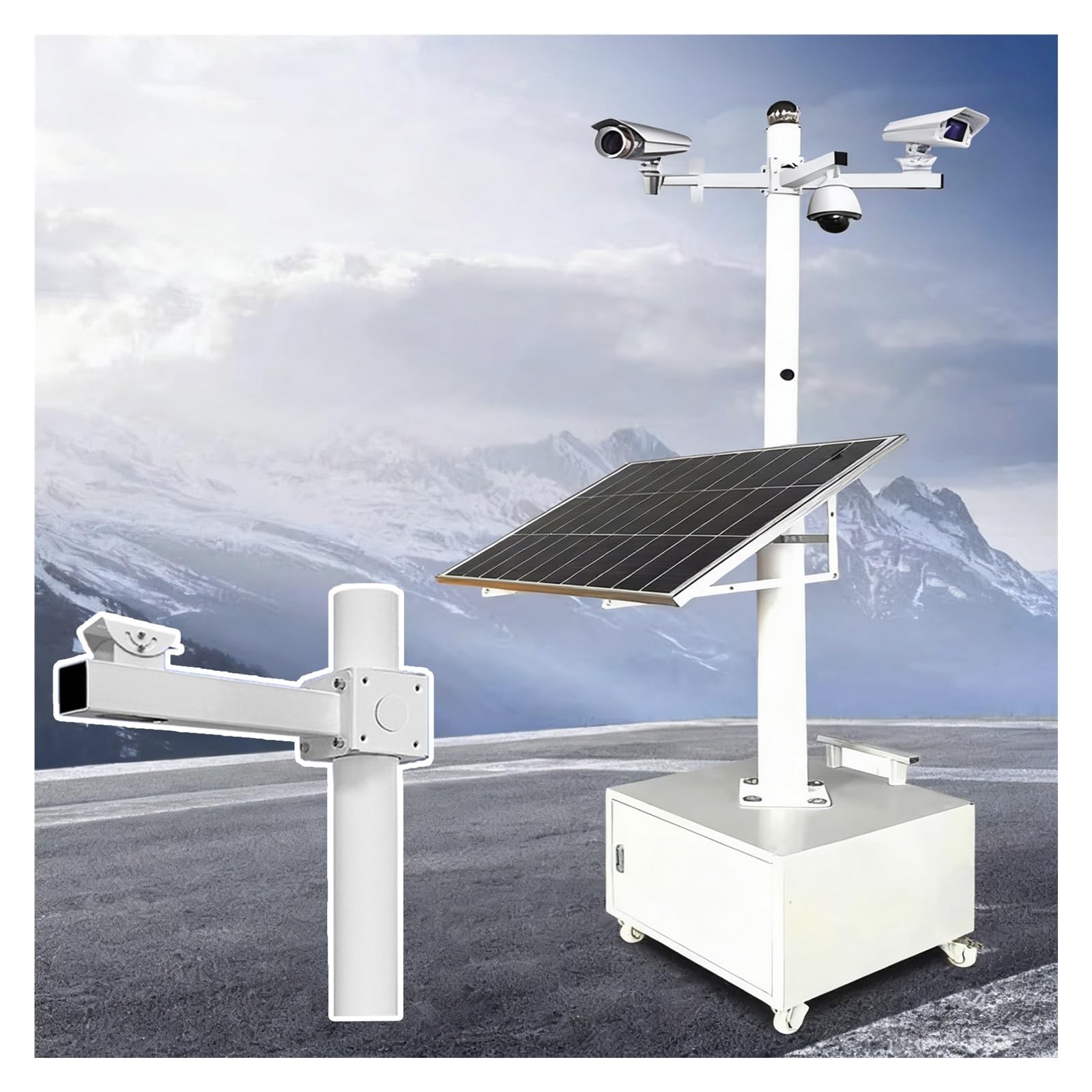 Support de caméra de surveillance pour installation facile sur autoroute, support compatible avec panneau solaire avec roue pour un montage rapide