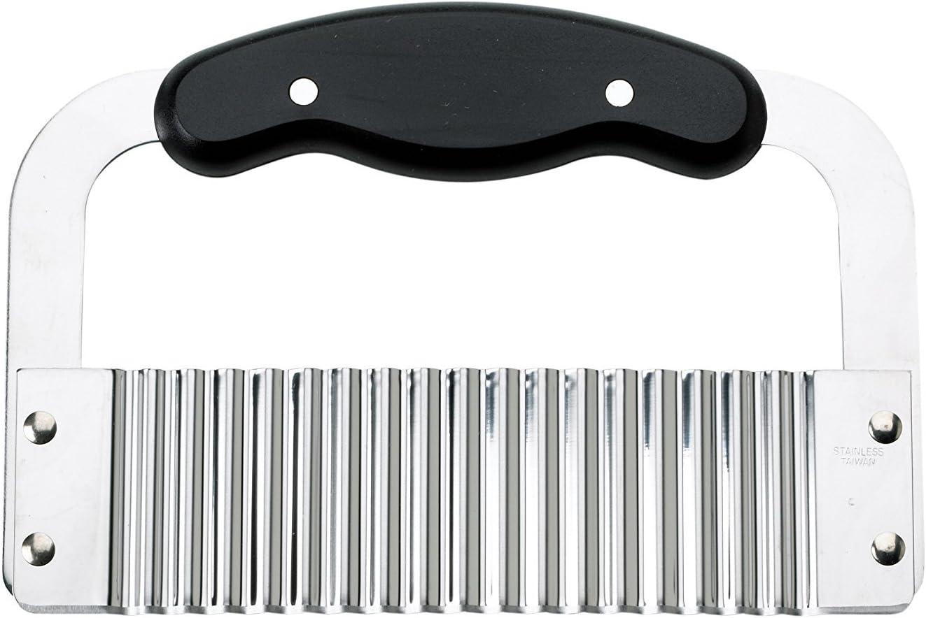HIC Kitchen Crinkle-Cut Wave Slicer French Fry Vegetable Cutter, Stainless Steel Blade