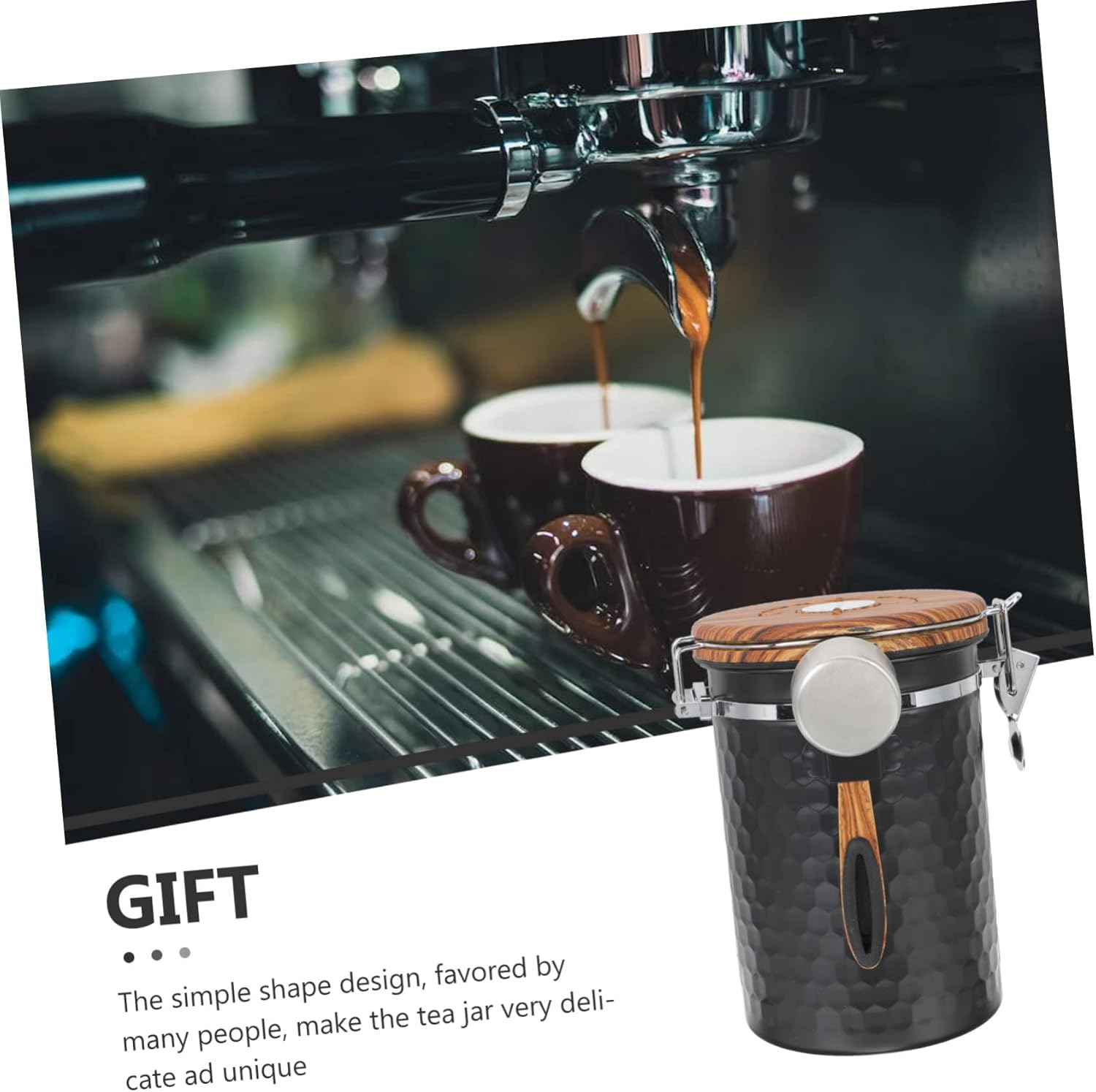 Stainless Steel Coffee Bean Airtight Jar Coffee Storage Container Sealed Lid Spoon Multi-functional Kitchen Canister for Dried Food Snacks Tea Essential for Home