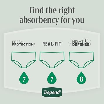 Depend Fresh Protection Adult Diapers, Incontinence Underwear for Men, Disposable, Maximum, Large, Grey, 17 Count, Packaging May Vary