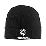 Btosyao I'm Thinking Beanie Hat for Men and Women Winter Warm Hats Knit Slouchy Skull Cap,Black