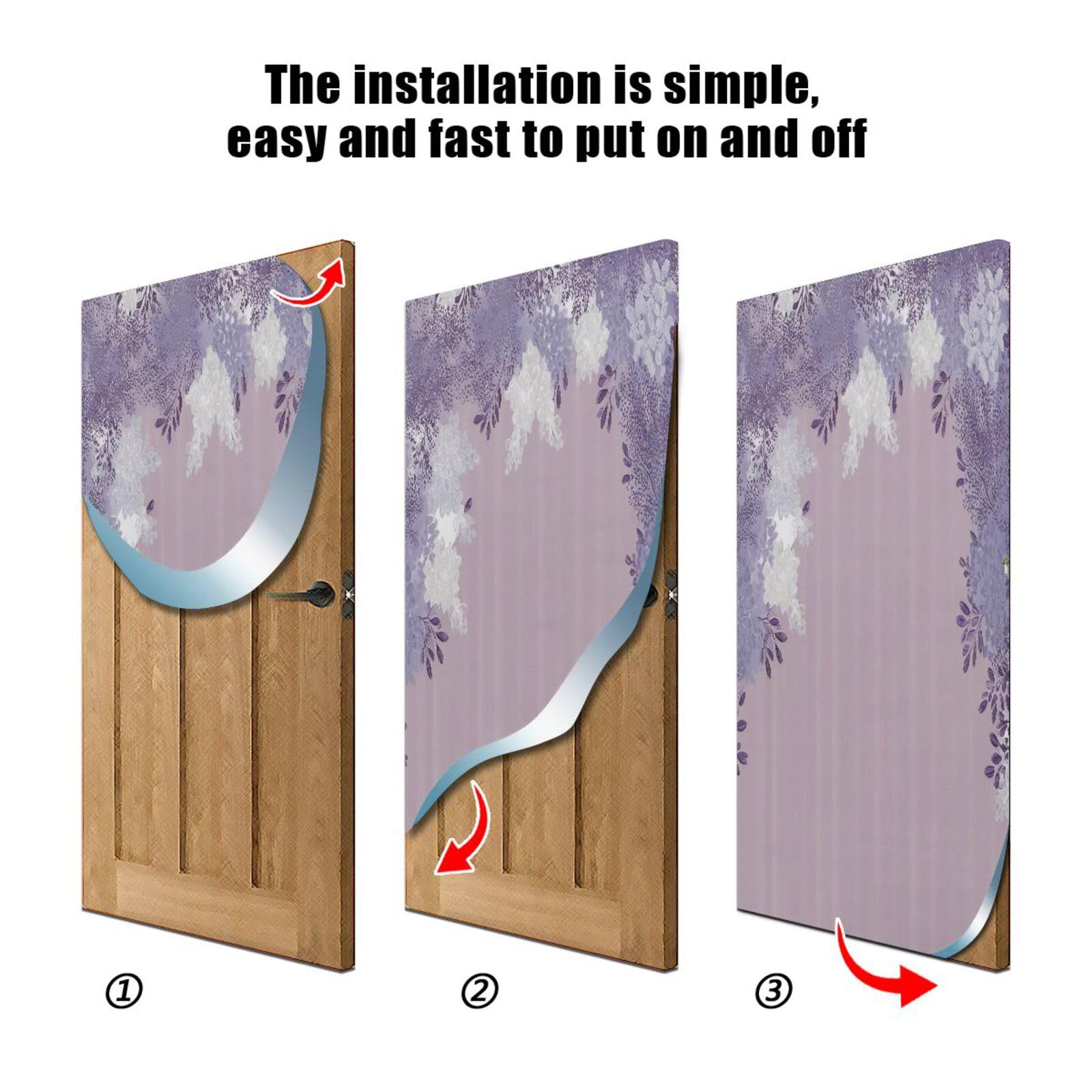 FLildon Lilac Flowers Door Cover Decoration, Party Accessory Porch Decor for Festive Ornament Room Door Covers 35 x 79 Inch