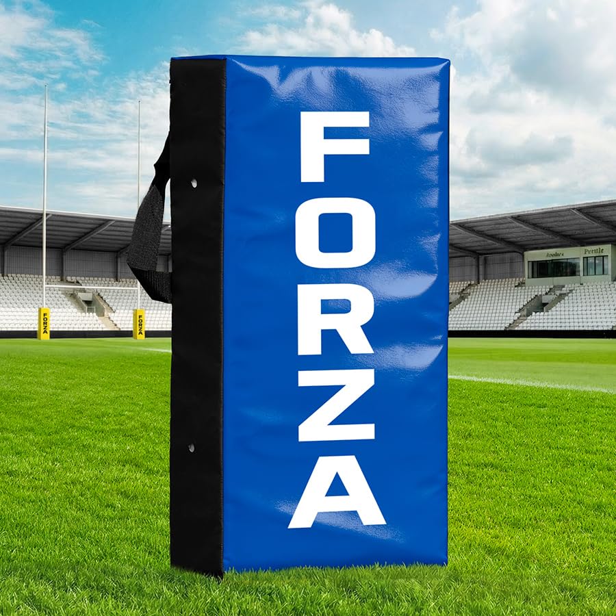 FORZA Contact & Push Rugby Pad – Rugby Tackling & Rucking Training Shield with Reinforced Handles, Weatherproof PVC Cover & Impact Foam [Junior or Senior] (Blue, Senior)