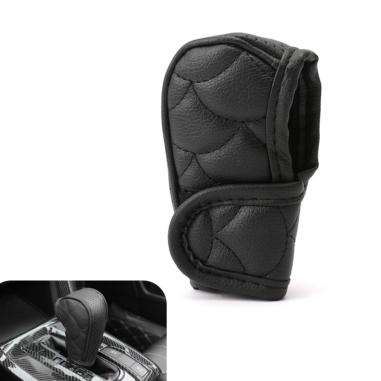 1 PC Car Gear Shift Cover Replacement, Breathable Leather Design, Soft Durable Vehicle Gear Shifter Decor, Universal Waterproof Automotive Shifter Protector for Truck SUV Car (Black)