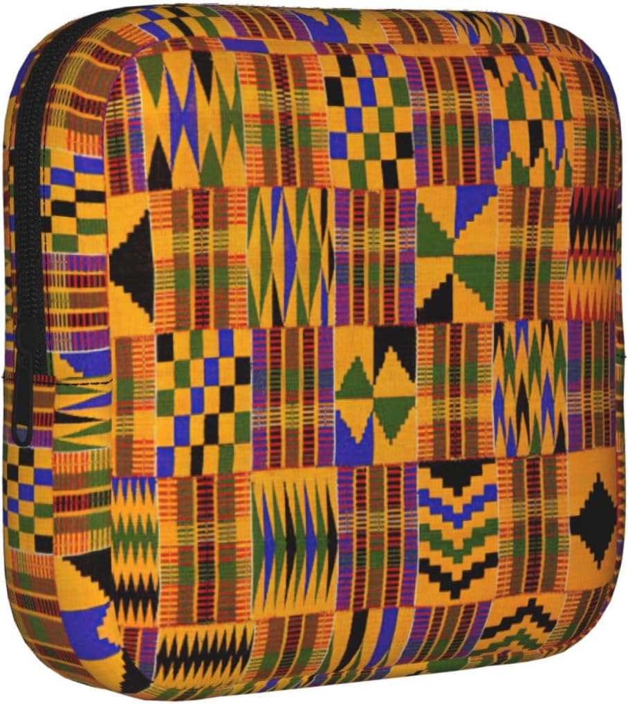 African Ethnic Pattern Print Women Period Bag Sanitary Pouch Portable Pad Pouch Tampon Holder Small Zipper Pouch Storage Bag