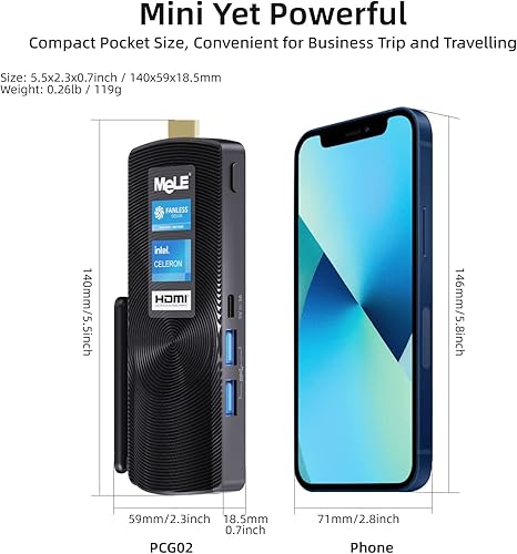 Miniatura 19 de MeLE PCG02 Mini PC Stick sin ventilador, J4125 8 GB 128 GB Escritorio Computadora Stick,Soporte WiFi 4K HDMI PXE desbloqueado Bios, Micro PC Auto