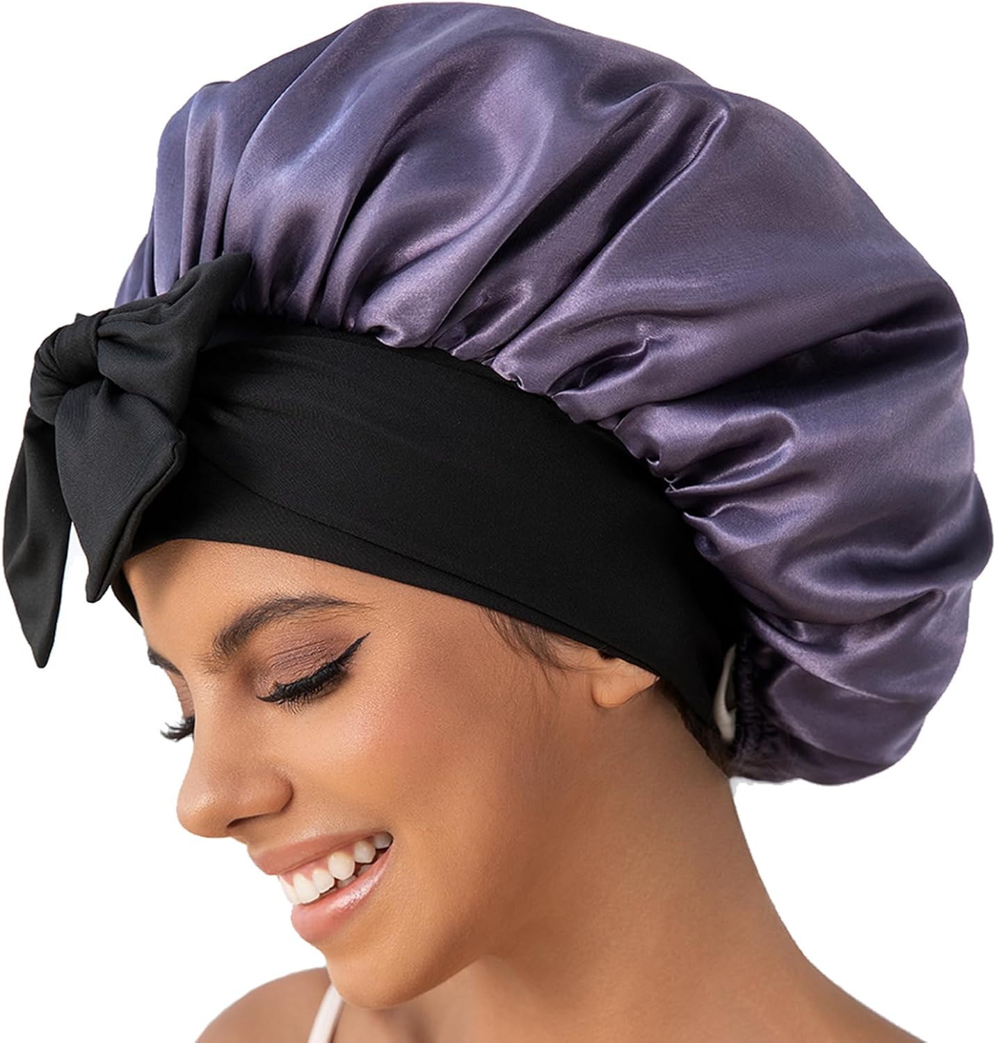 GDTOGRT Satin Silk Bonnet for Sleeping Women - Double Layer Sleep Hair Bonnets Caps for Curly Braid Hair with Tie Band - Image 7