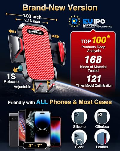 Miniatura 3 de VANMASS Versión Pro Soporte Universal de Teléfono para Coche Super Ventosa Soporte de Teléfono para Salpicadero, Soporte de Teléfono para Parabrisas
