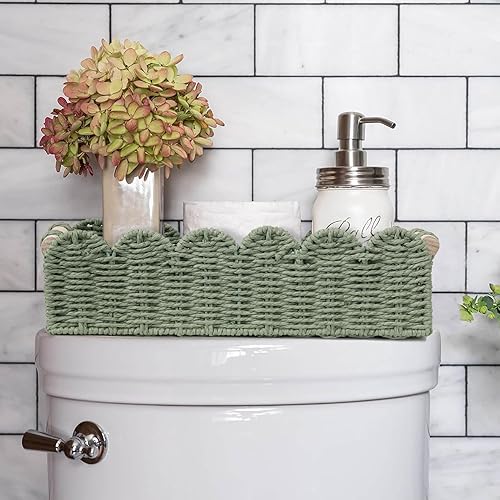 Miniatura 2 de CubesLand Cestas decorativas de borde festoneado para el hogar, sala de estar, cesta de almacenamiento de papel higiénico para sobre estante de