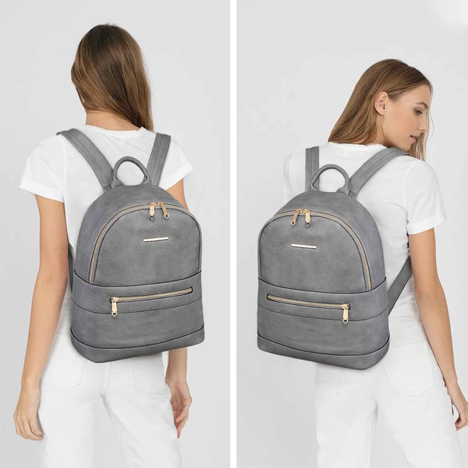 Women's Backpack Purse PU Leather Travel Work Backpack Fashion Shoulder Bag Designer Handbags 2pcs - Image 2