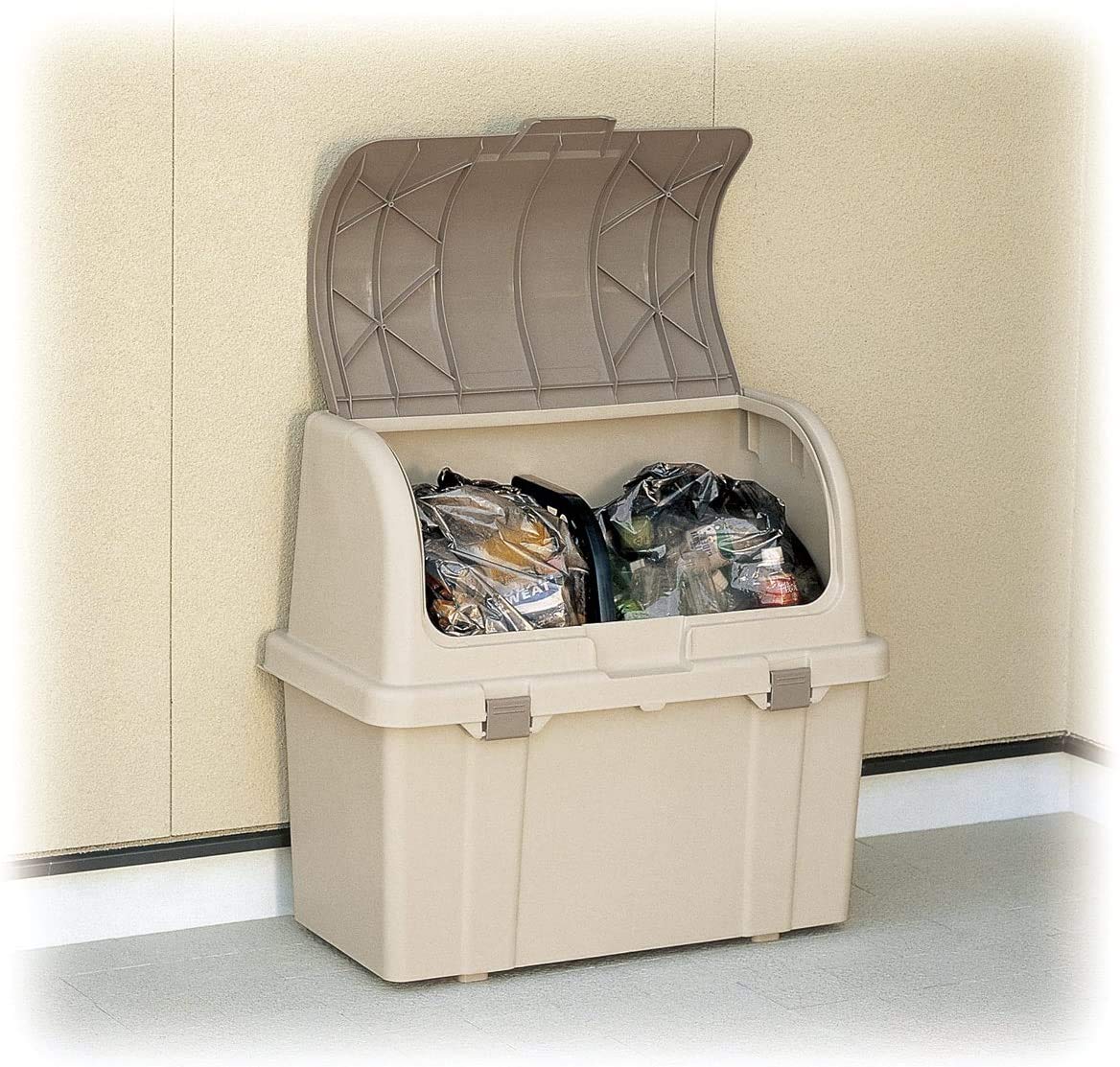 Richell W220C W220C Large Trash Can with Dividers, 6.2 gal (220 L), Beige, Set of 3