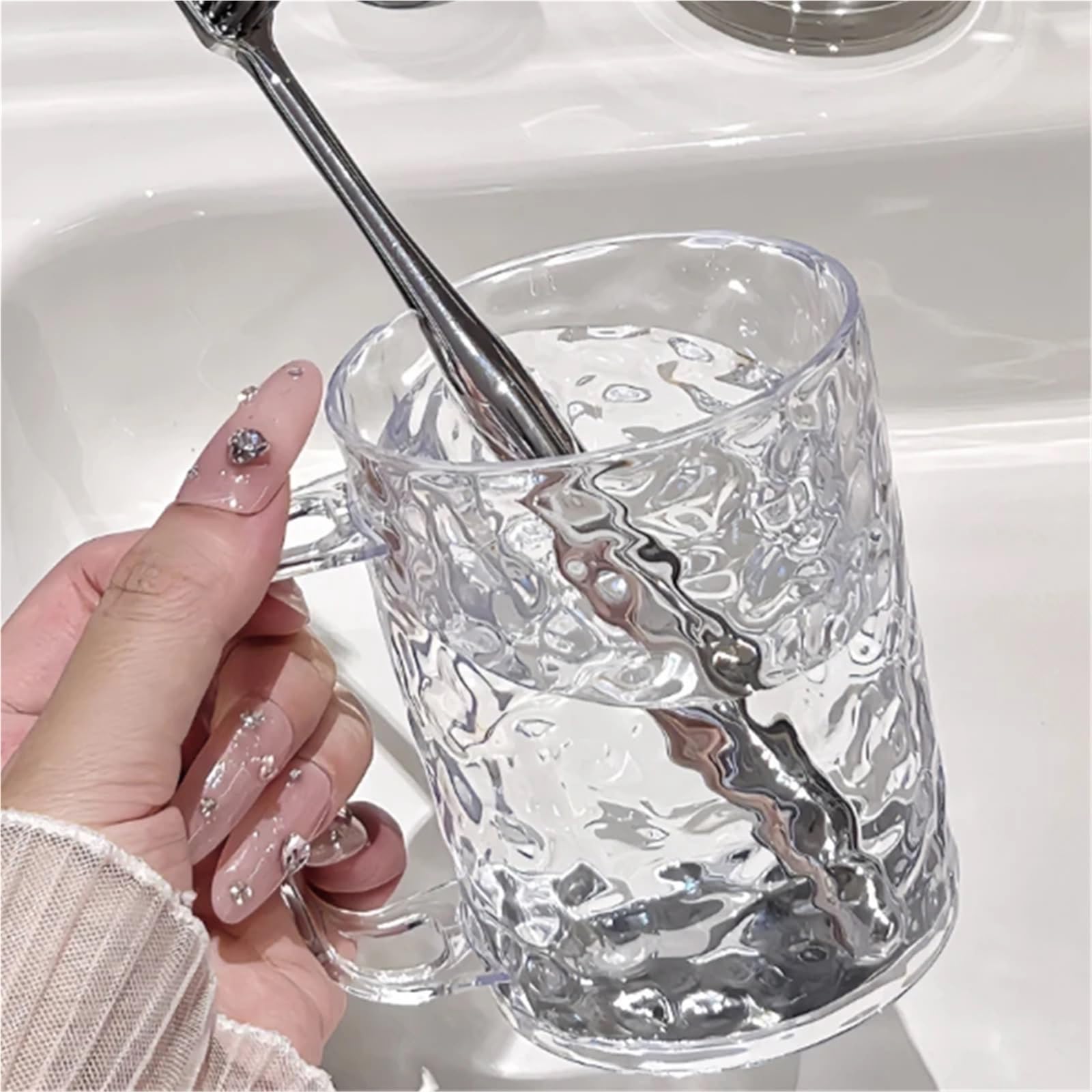 Vaso para Cepillos De Dientes Taza de plástico for cepillos de Dientes y Enjuague bucal con asa, Vasos de baño for el hogar, Soporte portátil for cepillos de Dientes, 3 uds.(White)