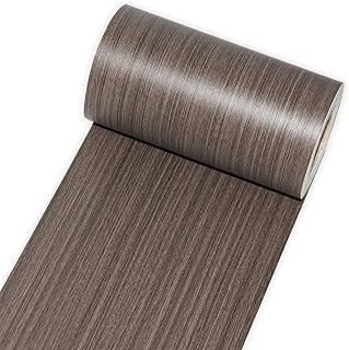 Deep Gray Border Peel and Stick, 4 inch X 32 ft Self Adhesive Wood Repair Tape, 1Roll Wood Colored Trim Wood Grain Repair Patch for Mirrors, Doors, Windows, Floors, Furniture, Bathroom
