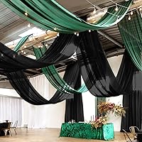 Vista 12 de 6 paneles de cortinas blancas para boda, cortinas de gasa transparente de 5 x 30 pies para arco, fiesta, ceremonia y decoración de escenario