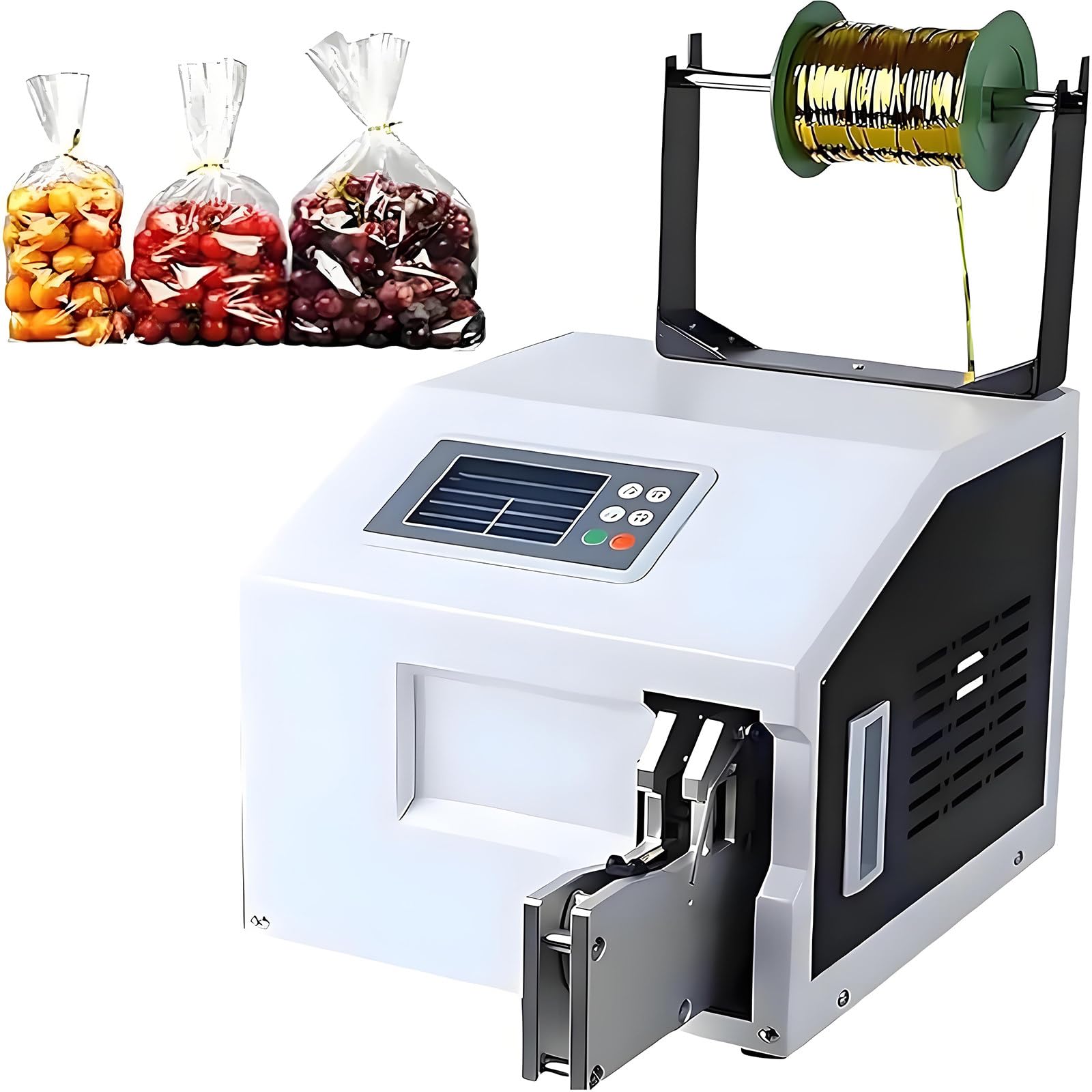 ASerZenith Automatic Twisting Sealing Machine, Electric Wire Bundler With Lcd Screen, 5-30Mm Bundling Diameter For Bakery Supermarket,A