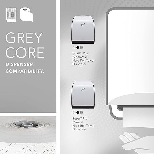 Miniatura 4 de Scott Pro Toallas de rollo duro de alta capacidad (25703), con diseño elevado y bolsillos de absorción, para dispensadores de núcleo gris, blanco,
