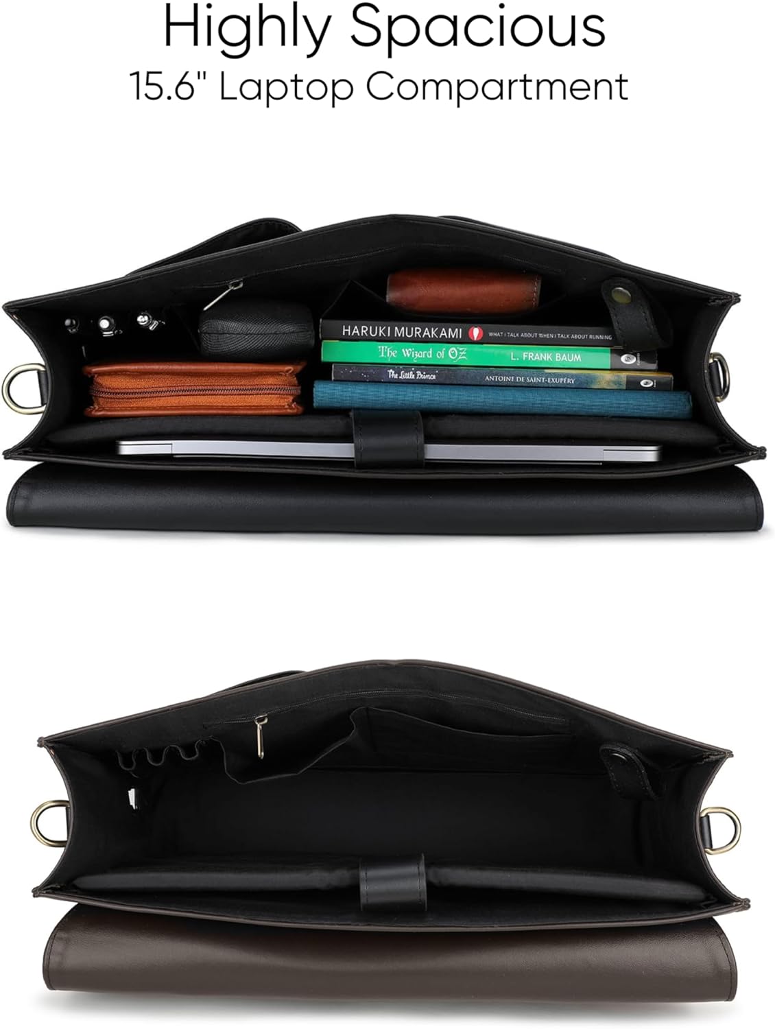 TASCA - Office Bag | Work Breifcase| 15.6" Laptop Compartment | Detachable and adjustable Shoulder Strap | Professional Bag (BLACK & BROWN)