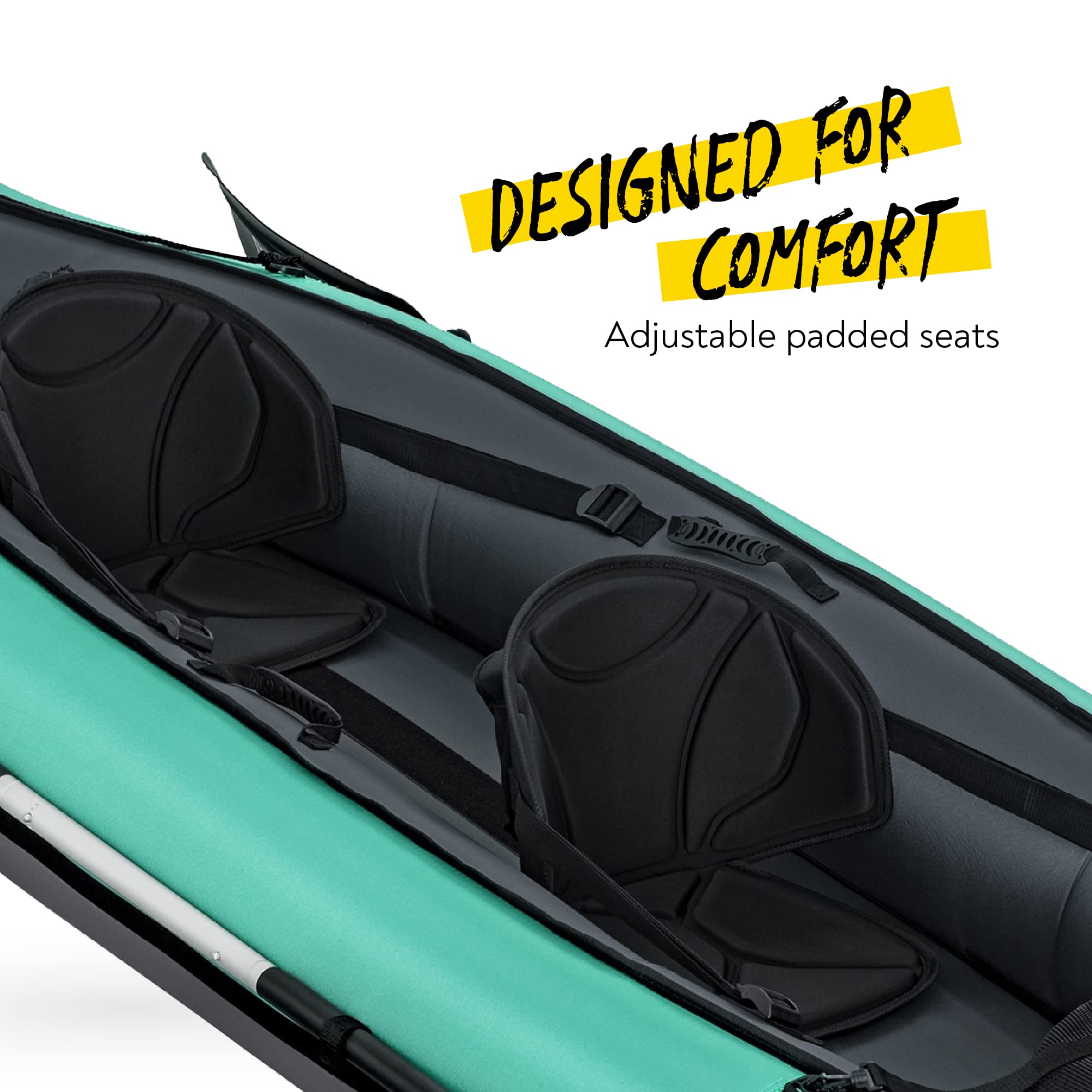 Bestway Hydro-Force Ventura Elite X2 zestaw kajakowy | zestaw nadmuchiwanych łodzi z pompką ręczną, wiosłami, siedzeniami, płetwami i torbą do przechowywania, dwuosobowy