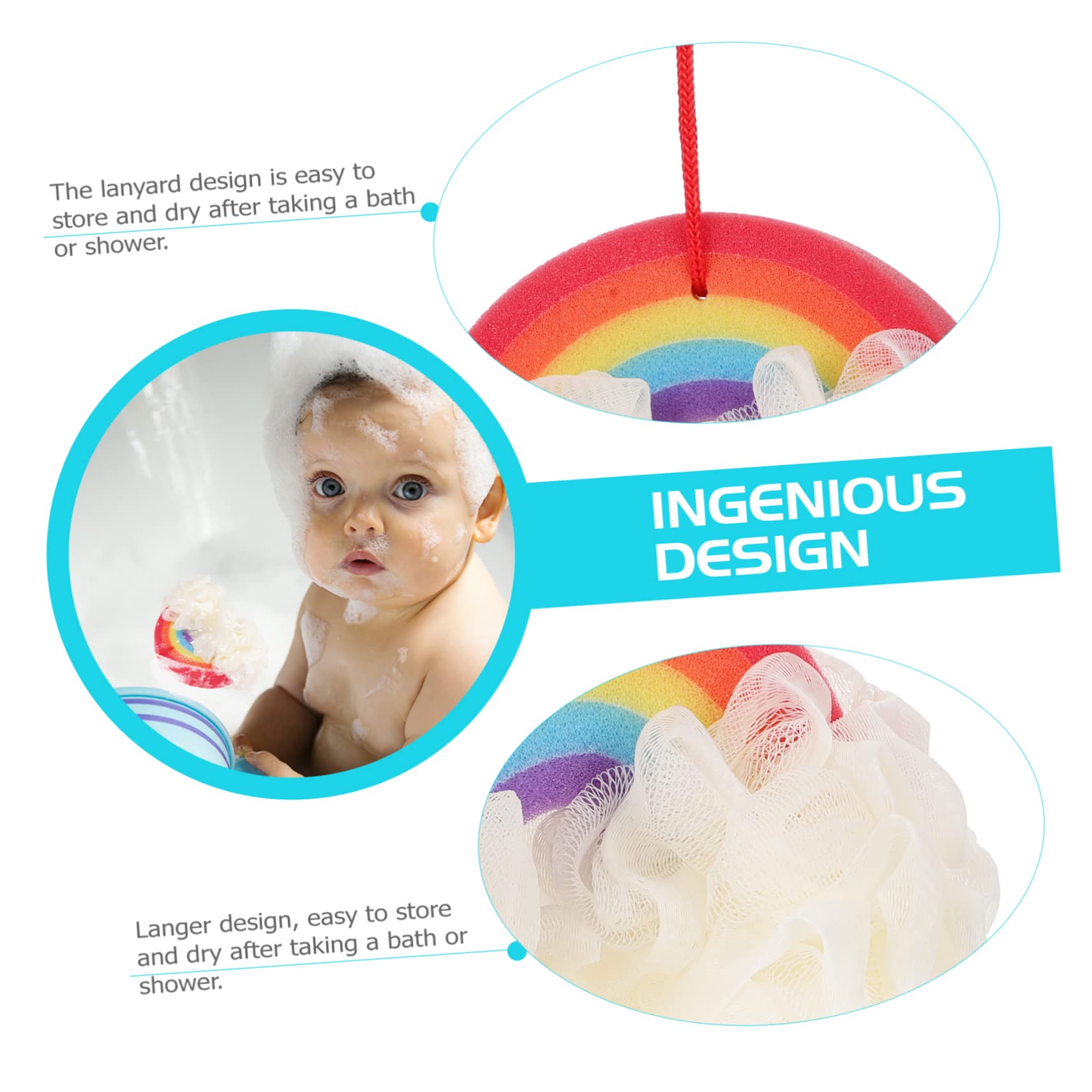 Healeved 3piezas Esponja De Baño Colorida Para Exfoliante Para Ducha y Cuerpo Para Piel Delicada Fácil De Almacenar Material Seguro y Espumoso