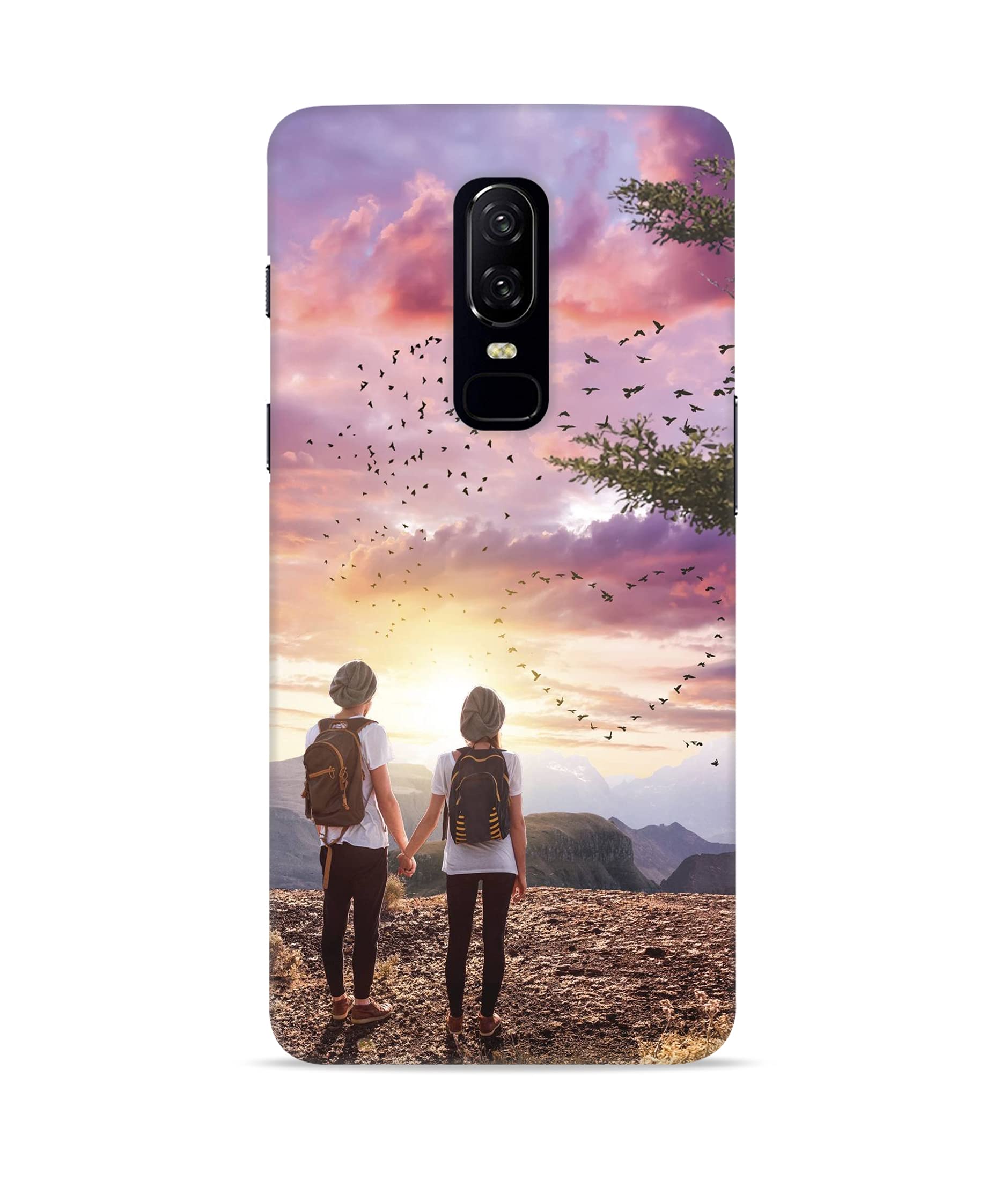 Coolet Cute Couples Neture Background | Design Printed Hard Back Case and Cover for OnePlus 6 / One Plus 6/1+6 Stylish Cover for Your Smartphone