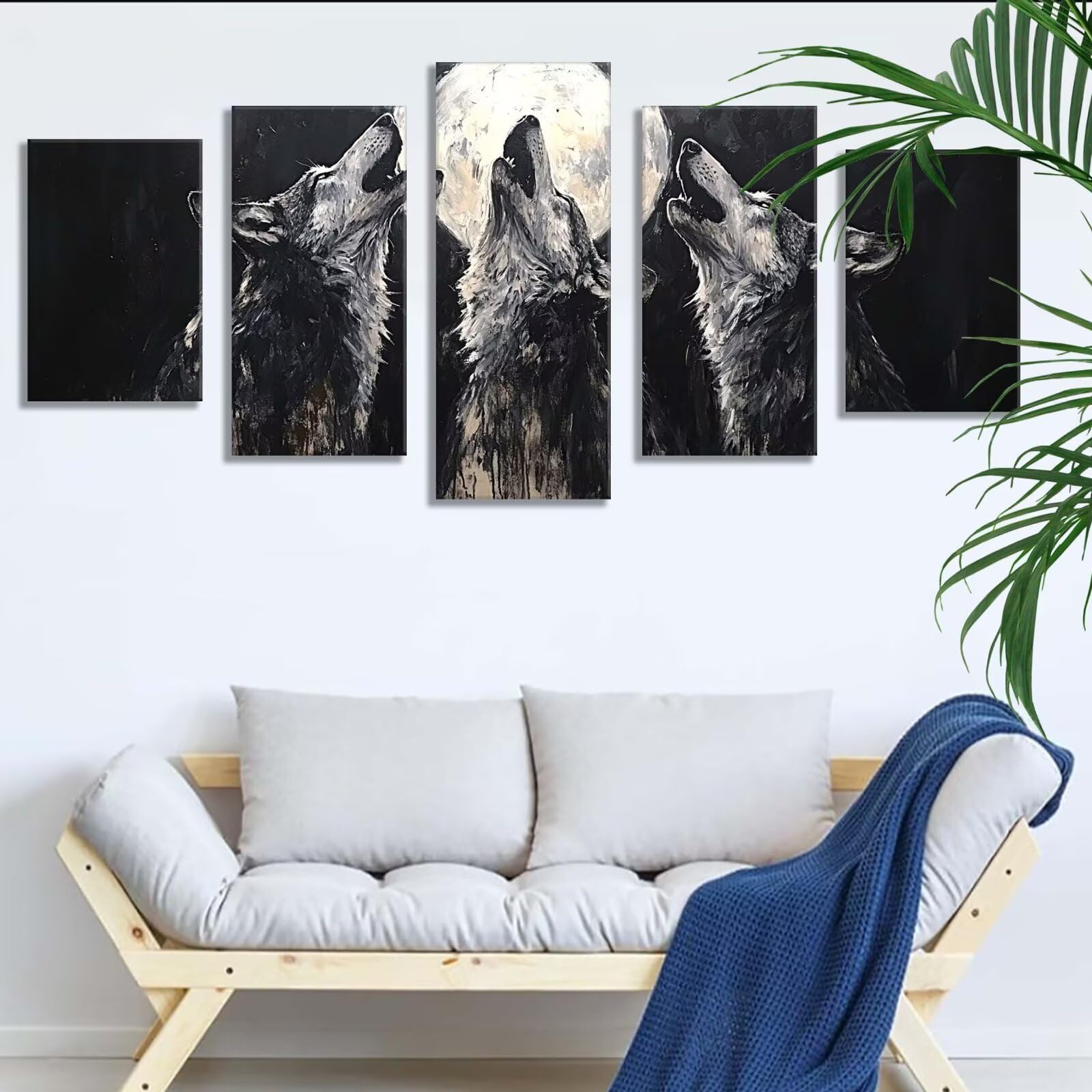 Diamentowa sztuka 5D, wilk księżycowy, zestaw do malowania diamentami dla dorosłych, 5 sztuk, sztuka kryształowa DIY, haft krzyżykowy, obrazy diamentowe dla dzieci, hobby dla dorosłych i kobiet