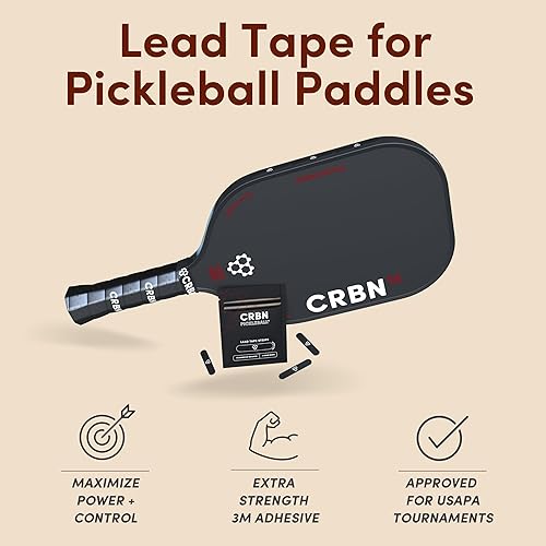 Miniatura 3 de CRBN Pickleball Cinta de plomo - Adhesivo 3M extra fuerte - Cinta de plomo de 0.11 oz para paletas de pickleball - Personaliza el peso de la paleta