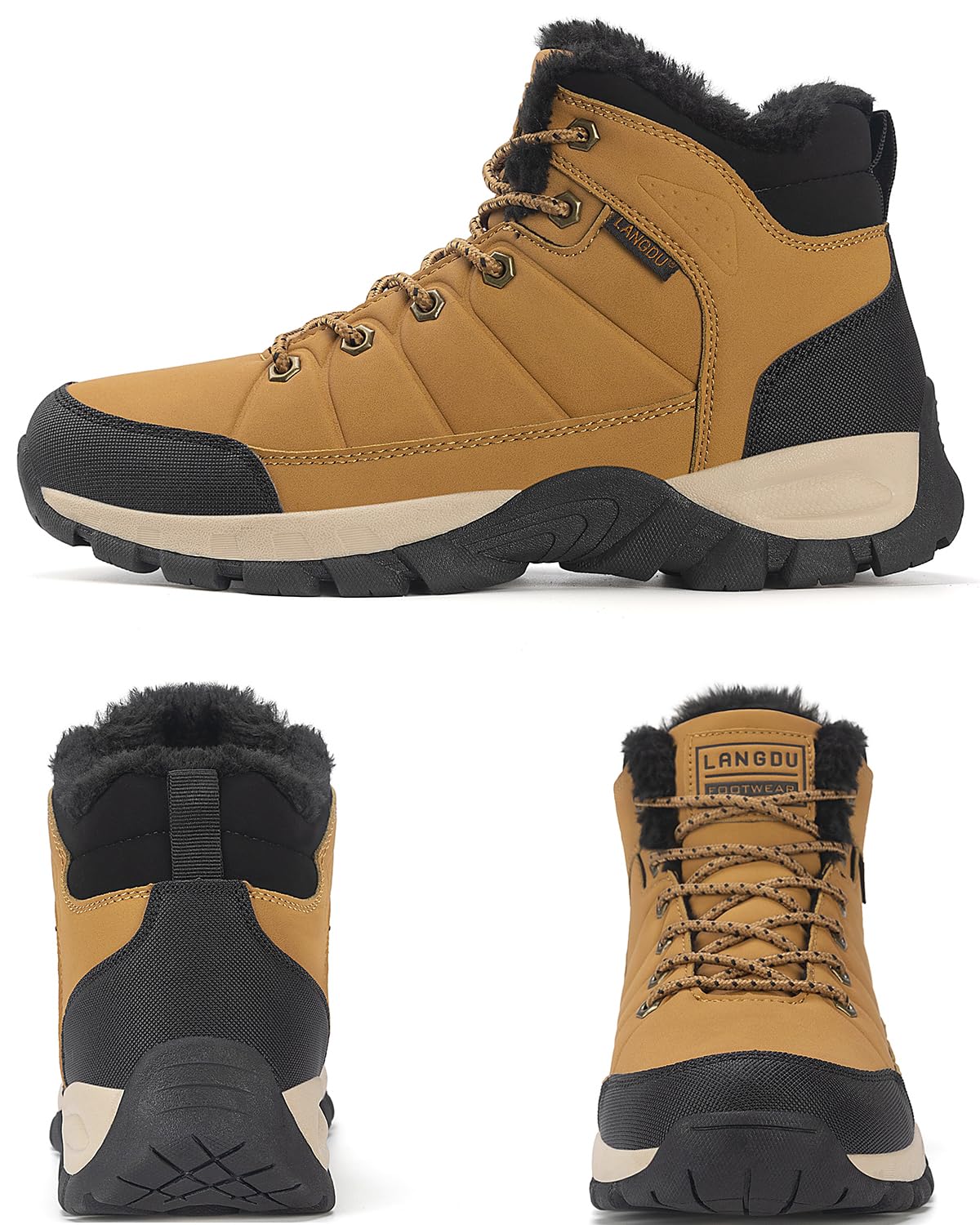 LANGDU Botas Hombre Invierno Zapatos Impermeables Senderismo Montaña Botines 41-46 EU