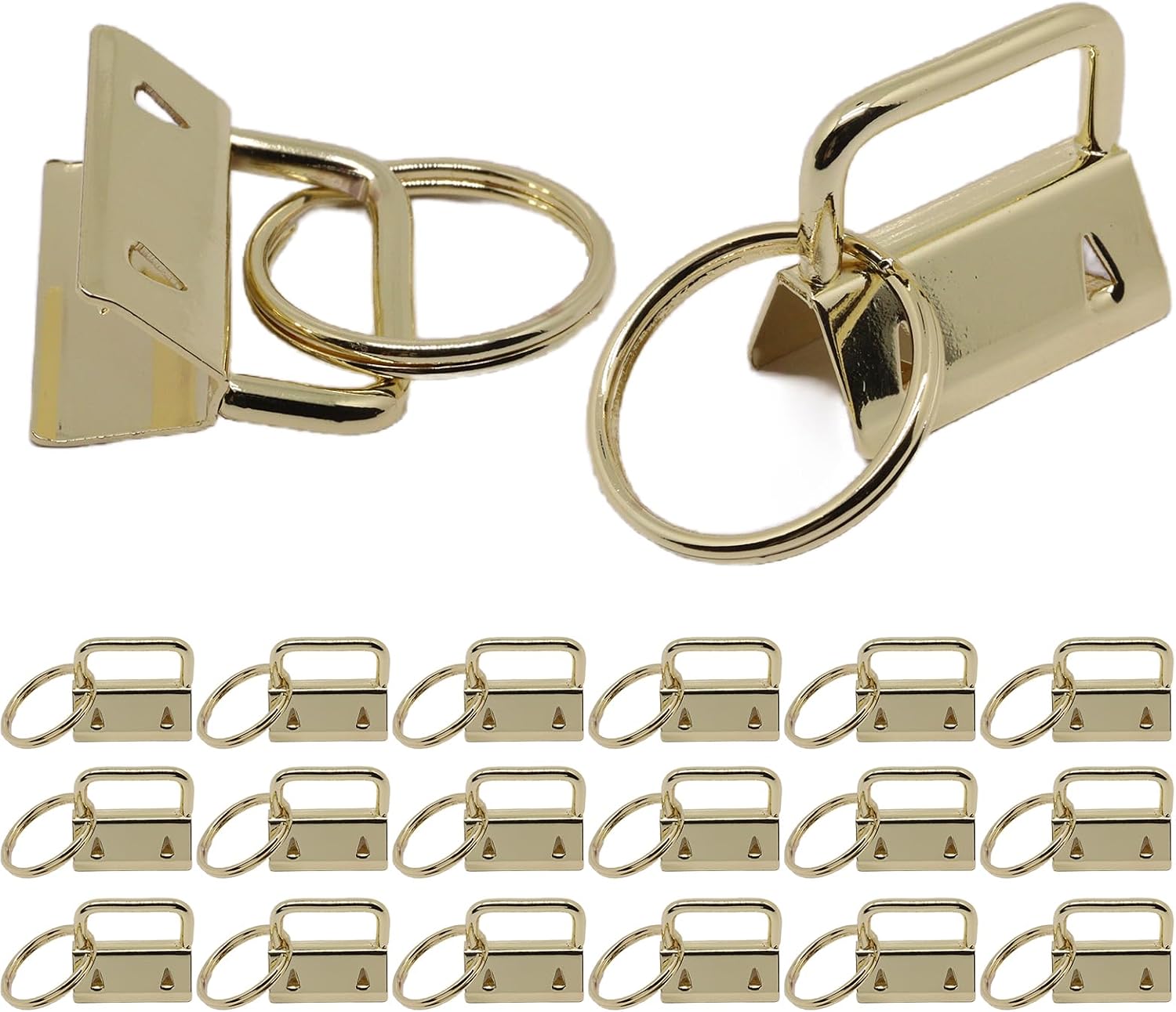20pcs Key Fob Hardware 1 inch, Keyfob Hardware Set Keychain Clamp Wristlet Hardwares with Split Ring, for Key Chain Lanyard DIY Crafts (Black)