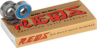 Bones Big Balls Reds Skateboard Bearings 8-Pack - Faster Acceleration, Higher Speed, Longer Life