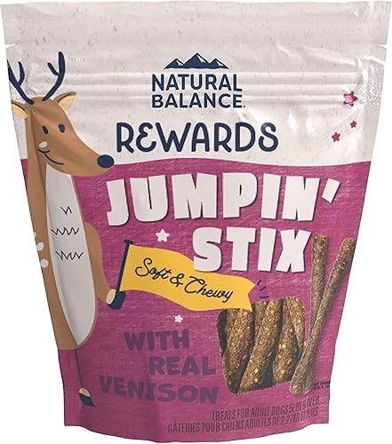 Natural Balance Ingredientes limitados Jumpin Stix - Golosinas para perros sin granos para adultos opciones de proteínas incluyen venado pollo o pato