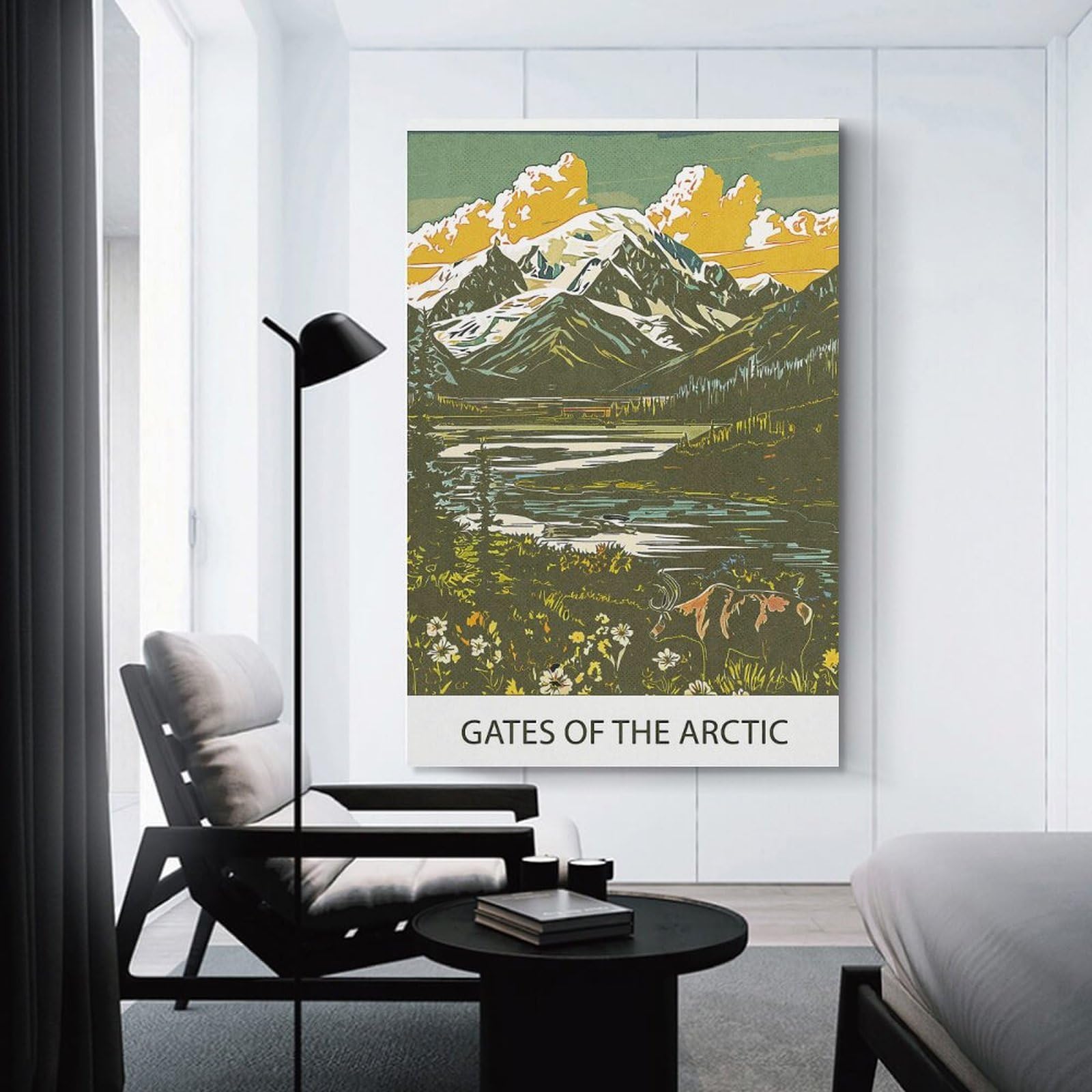 Junmoney Unframe-Style-19 Gates Of The Arctic Canvas Wall Decor 24X36inch(60X90cm), For Calm Bedrooms, Home Corners Or Flats, A Warm Accent For Relaxed Interiors