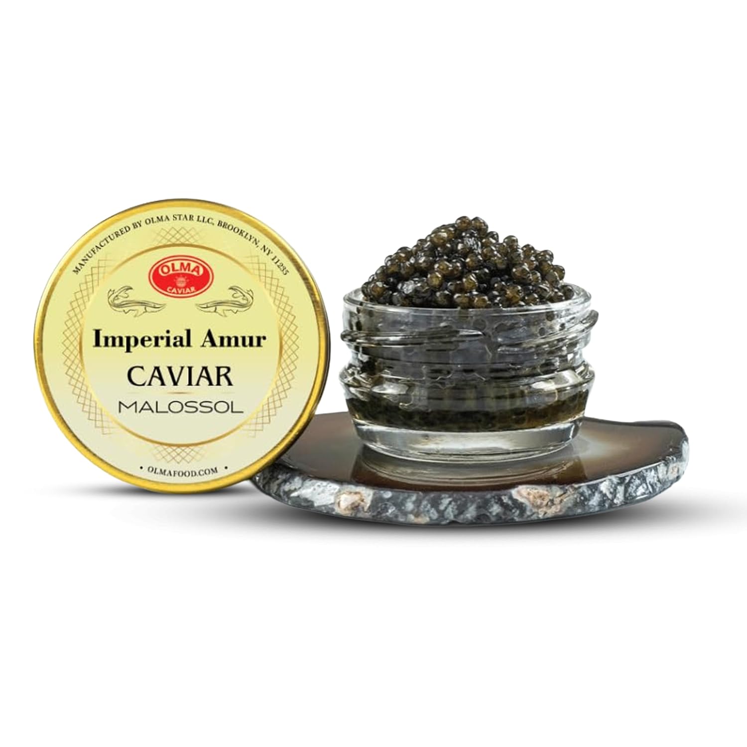 OVERNIGHT GUARANTEED - OLMA Imperial Amur Caviar - Medium Amber Pearls, Superior Grade - 1 oz / 28 g