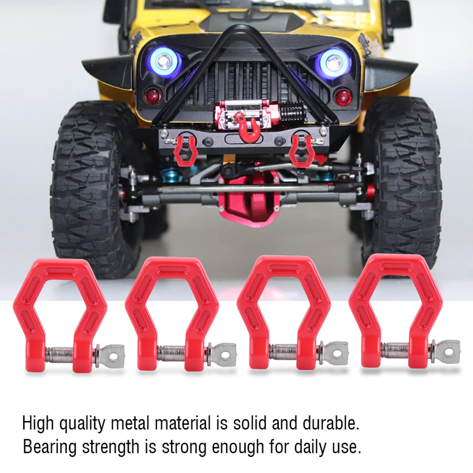 RC Car Trailer Buckle, 4 Pcs Metal Tow Shackle RC Lock Catch Remote Control Car Tow Hook Buckle Replacement Car Accessory Parts