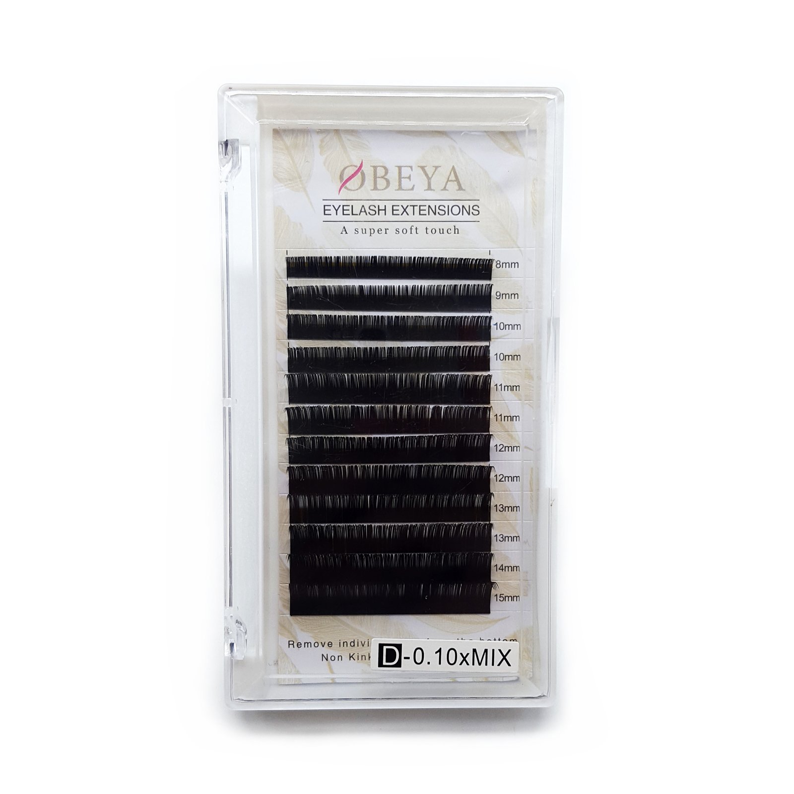 (ELE-SK-D0.1) - D Curl Eyelash Extensions .10 Thickness 8-15mm Mixed Tray Soft Volume Natural Silk Individual Lash Extensions for Salon Perfect Use by OBEYA