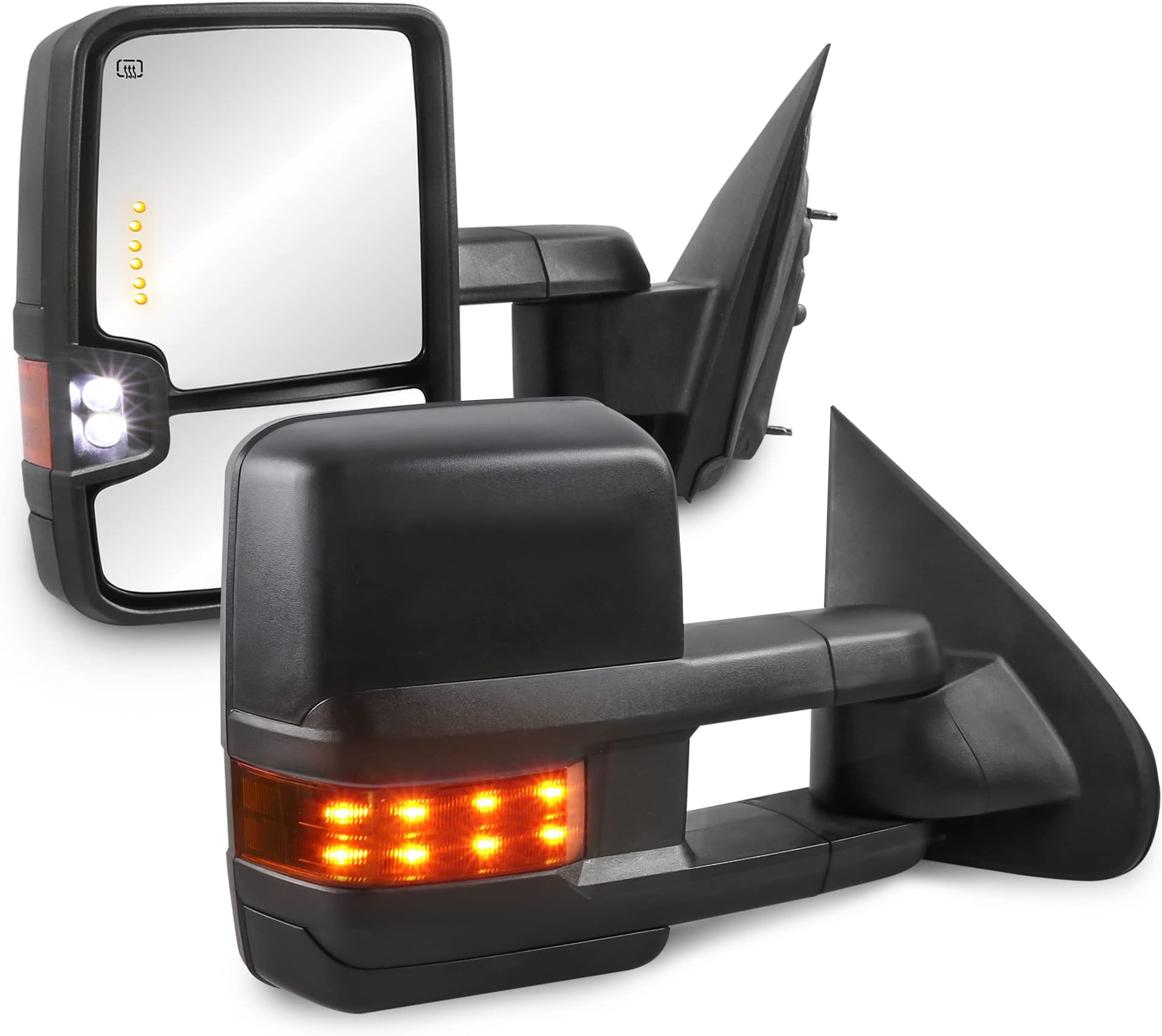 MOSTPLUS Power Heated Towing Mirrors Compatible for 2014-2019 Chevy Silverado GMC Serria w/Turn light, Clearance Lamp (Set of 2)-Black Not for Diesel Truck
