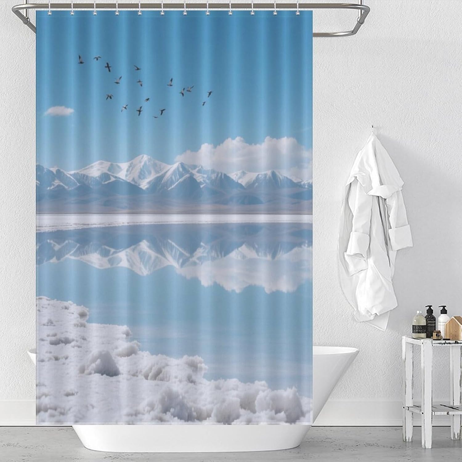 Shower Curtains Fabric Shower Curtain Liner Liner Showers Curtain Highland Salt Lakes Showers Curtin Opaque for Privacy Protection Water Splash Protection High Aesthetics
