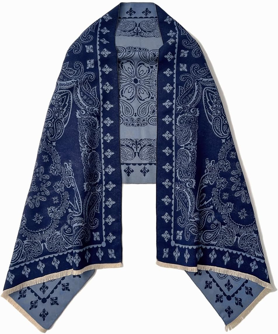 zero season Women's Reversible Paisley Pashmina Shawl Wrap Luxury Jacquard Stole for Wedding Evening Bridal Parties