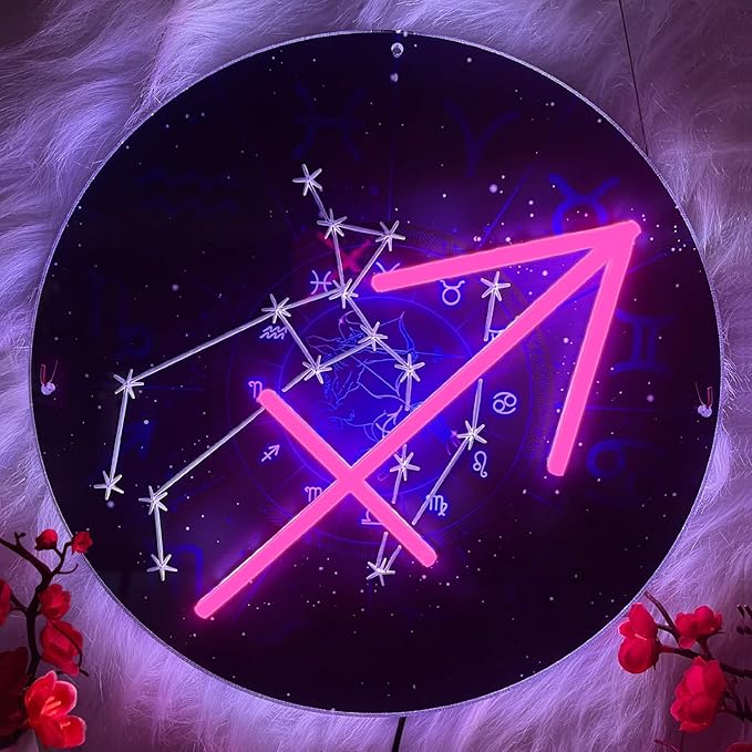 Sagittarius rose NEO Neon Sign Constellation Art LED Lights Home Bar Decor 12