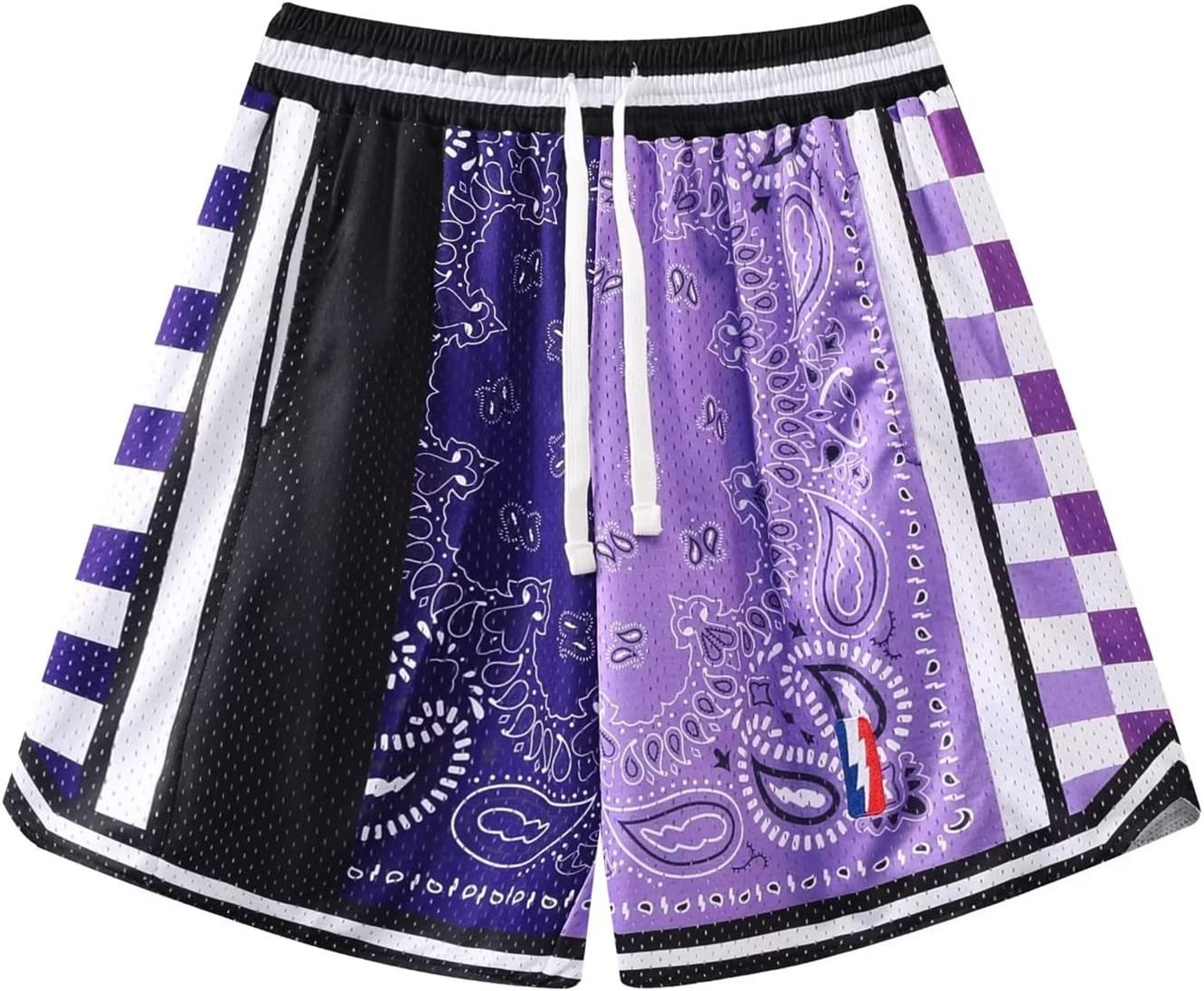 BOOMLEMON Men's Basketball Shorts Workout Athletic Paisley Shorts Mesh Print Running Short Pants