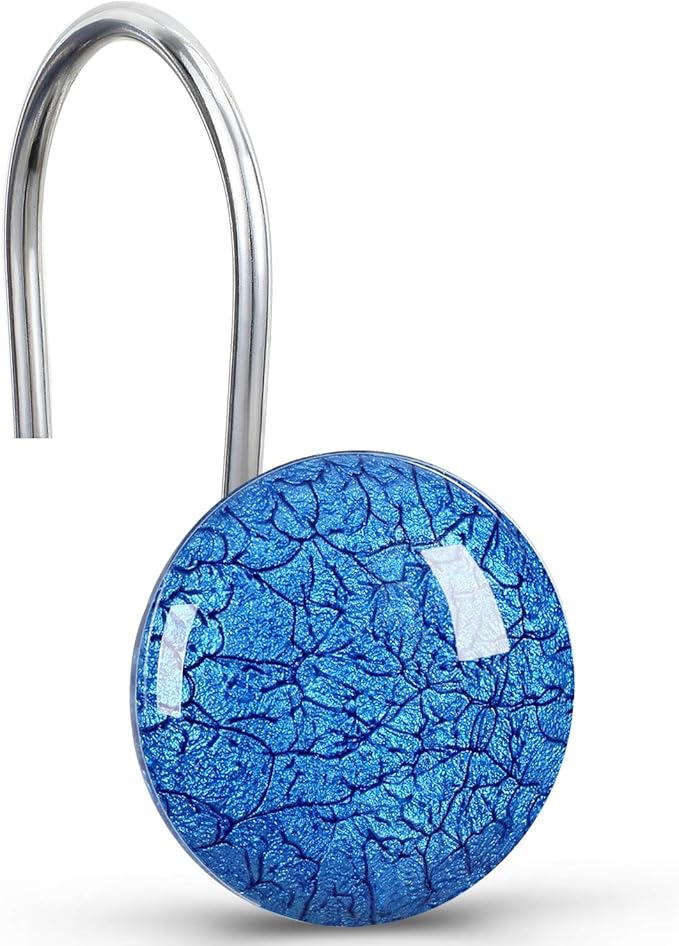CHICTIE Blue Shower Curtain Hooks Rings,Set of 12