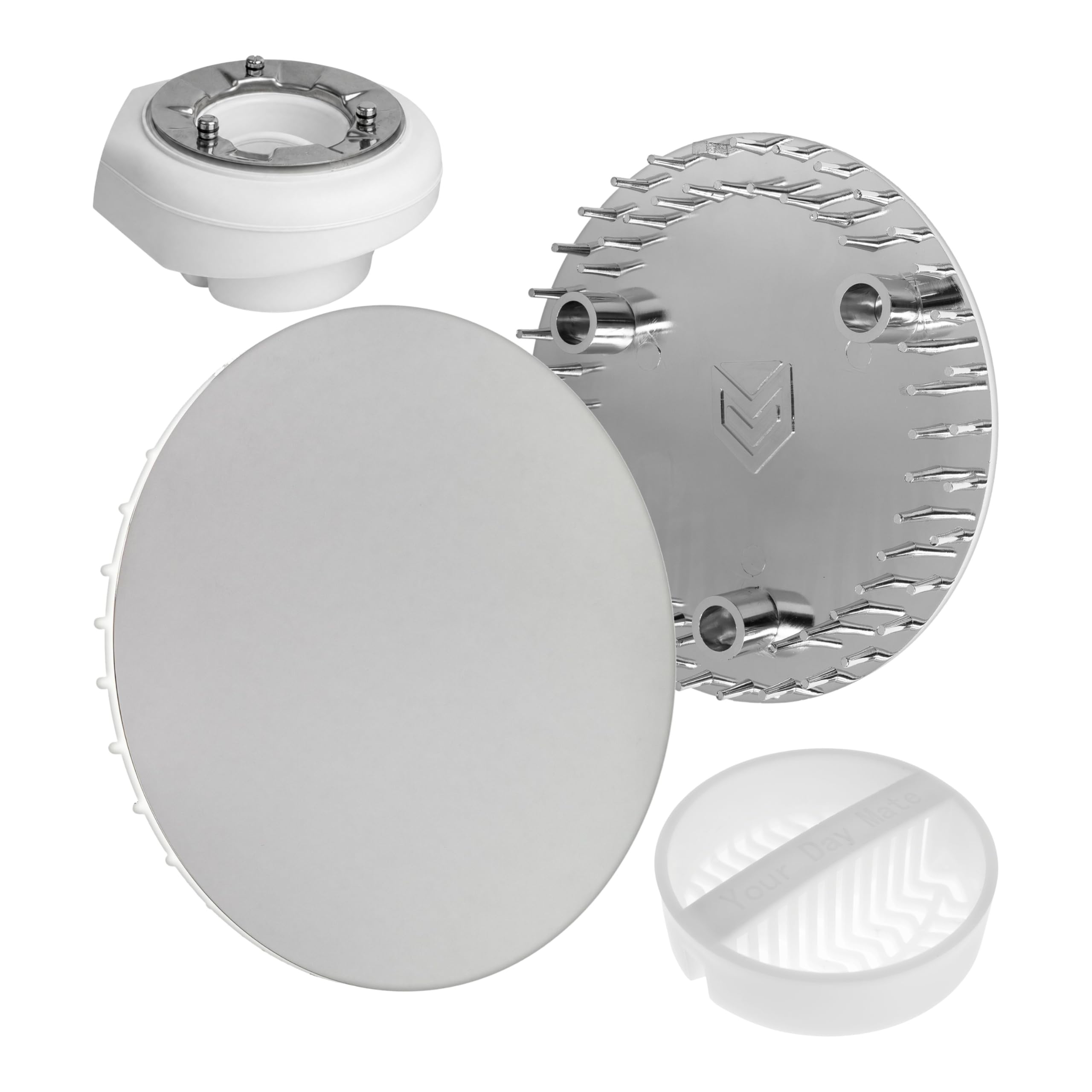 Cover and hair strainer set for shower drain, Ø 115 mm, compatible with Viega Tempoplex drain set from year of construction 2006, for shower tray with drain hole Ø 90 mm, chrome-plated ABS ASA cover