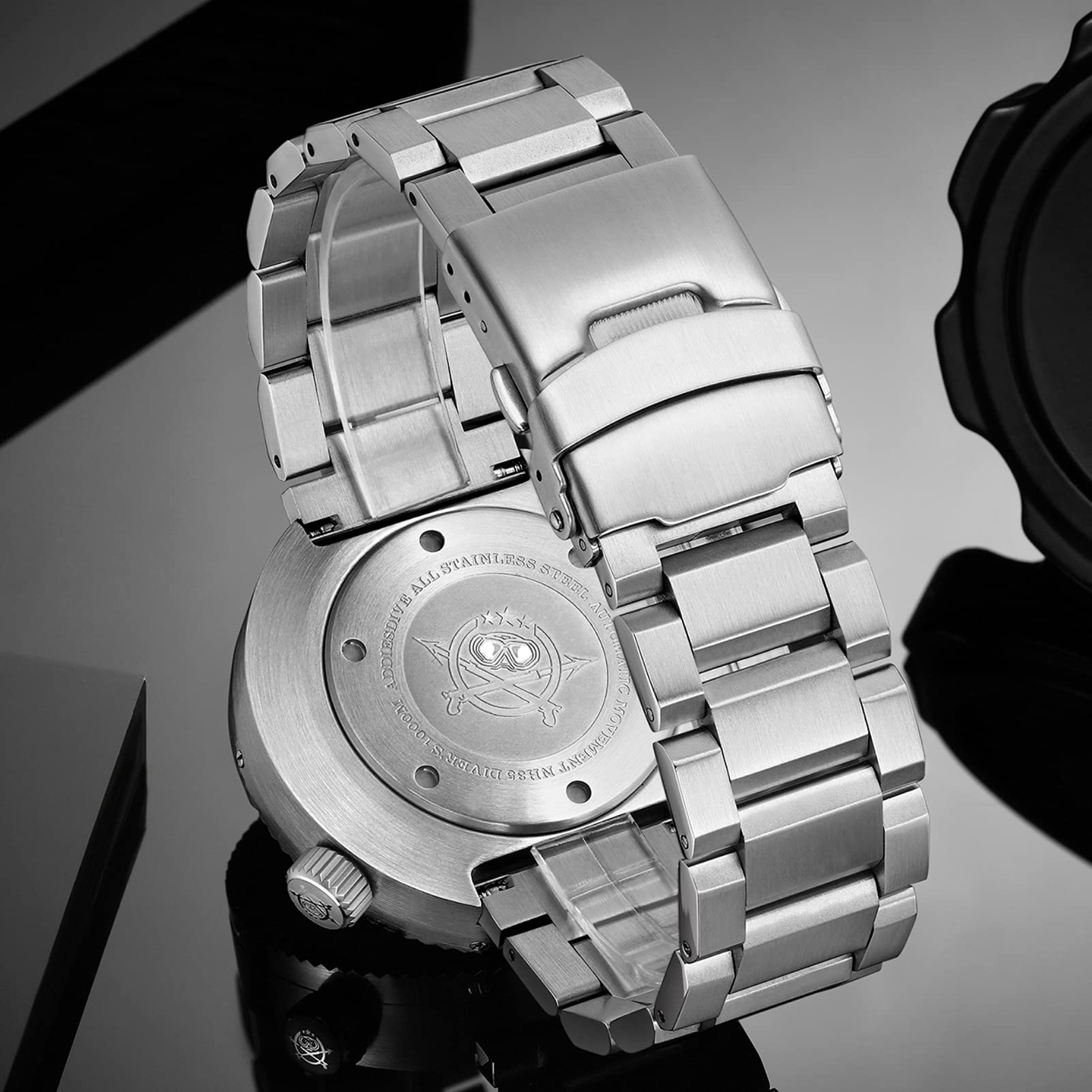 ADDIESDIVE Reloj Analógico para Hombres de Automático con Correa en Acero Inoxidable 100bar