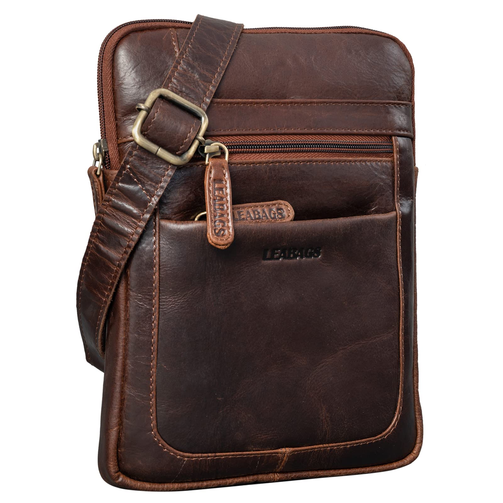 LEABAGS Borsa in Vera Pelle a Tracolla per Uomo e Donna | Messenger da Lavoro | Borsello da Trasporto a Mano | Cow Saddle Horse
