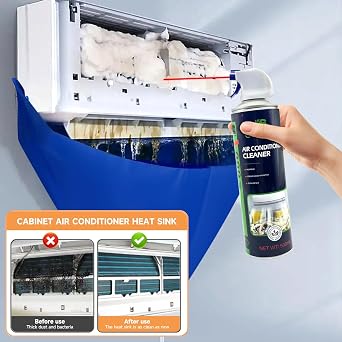 Mini Split Cleaning Kit for Air Conditioner,2 Bottles of air Conditioner Cleaner,2 Air Conditione Waterproof Bag, 4 Wall Mounted Air Conditioner Cleaning Tools,1 Spray Bottle etc.