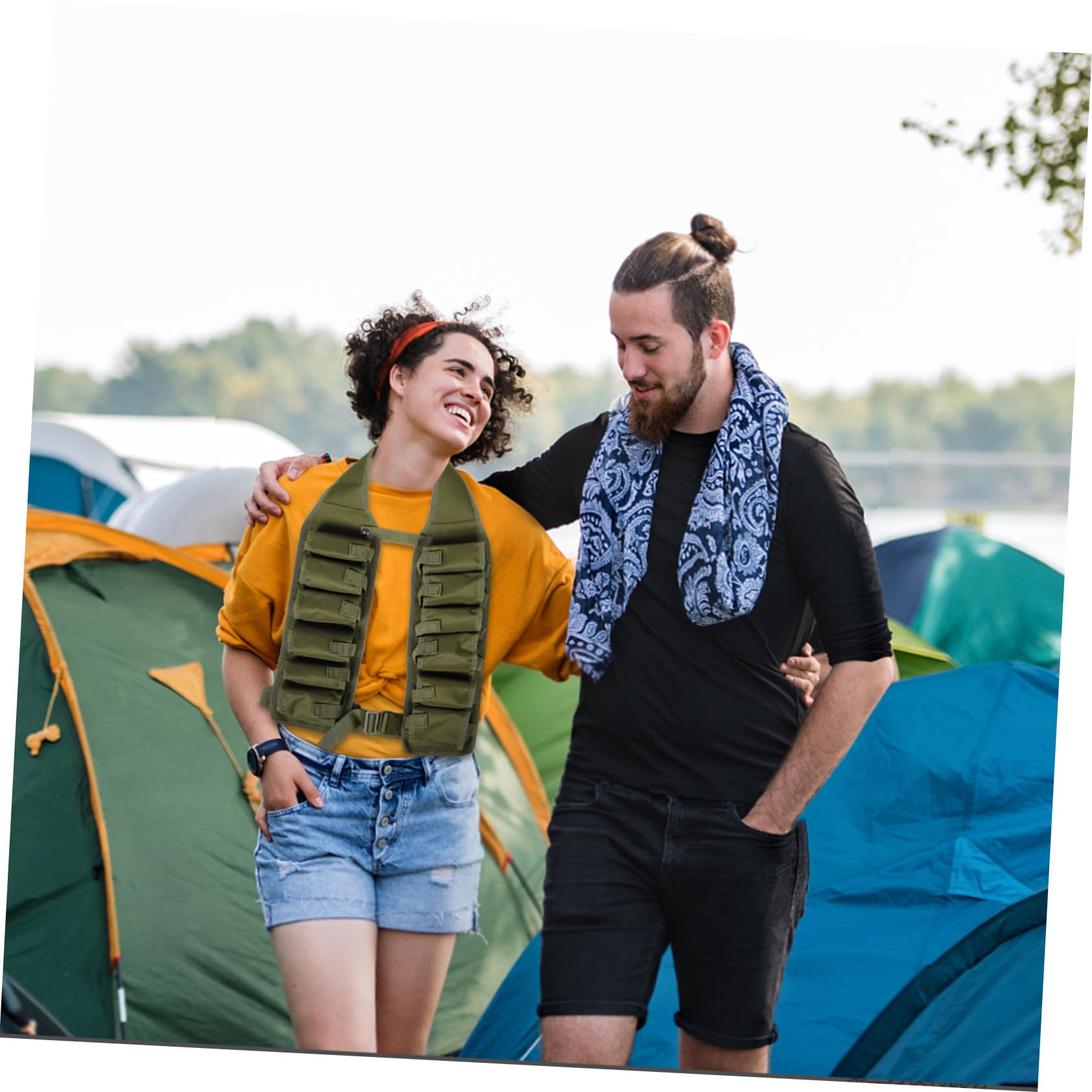 Hemobllo Ceinture Porte-bière Design Boucle Pratique Plusieurs Poches en Toile Ajustable pour Camping et Randonnée en Plein Air